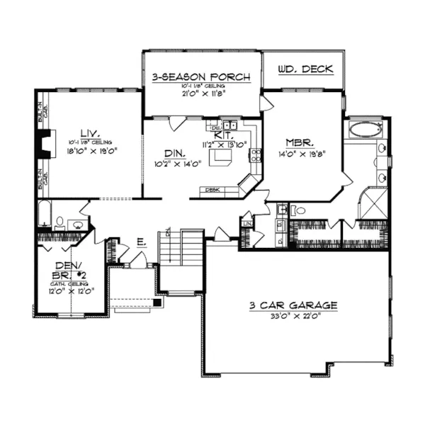 Traditional House Plan First Floor - Denzel Ranch Home 051D-0369 - Search House Plans and More