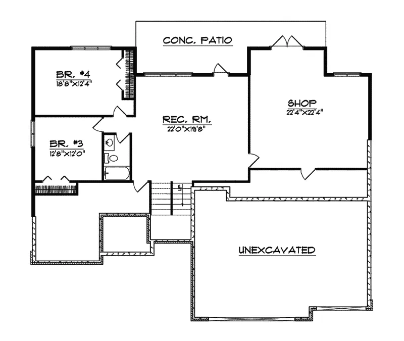 Ranch House Plan Lower Level Floor - Denzel Ranch Home 051D-0369 - Search House Plans and More
