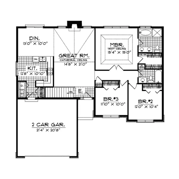 Ranch House Plan First Floor - Dulles Mill Ranch Home 051D-0371 - Search House Plans and More