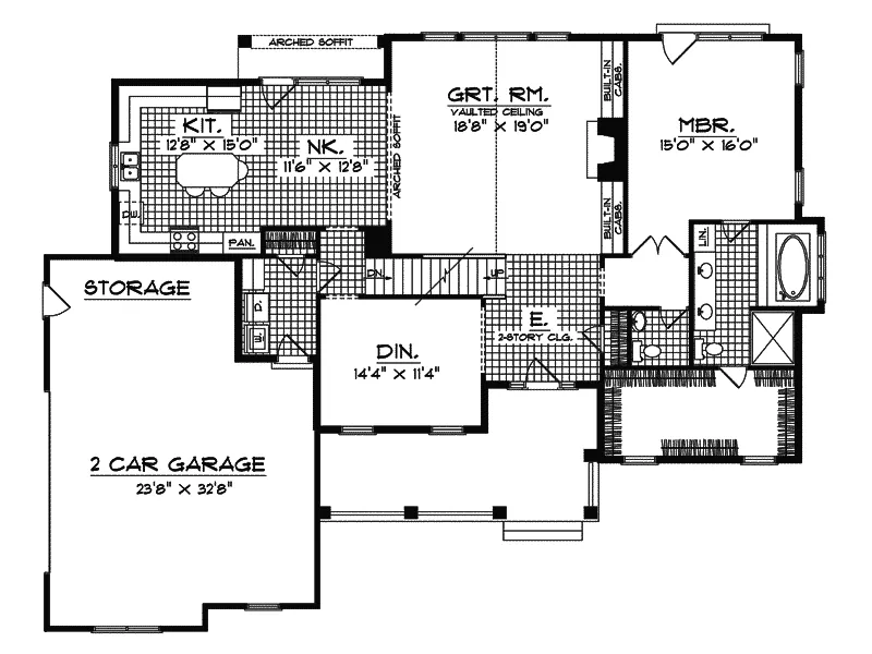 Southern House Plan First Floor - Eileen Ann Cape Cod Style Home 051D-0373 - Search House Plans and More