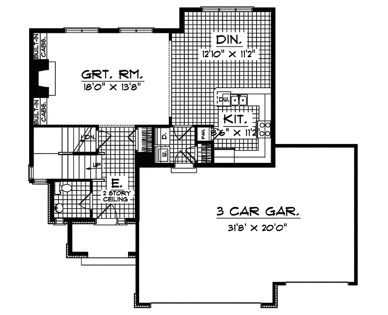 Prairie House Plan First Floor - Grant Haven Traditional Home 051D-0374 - Search House Plans and More