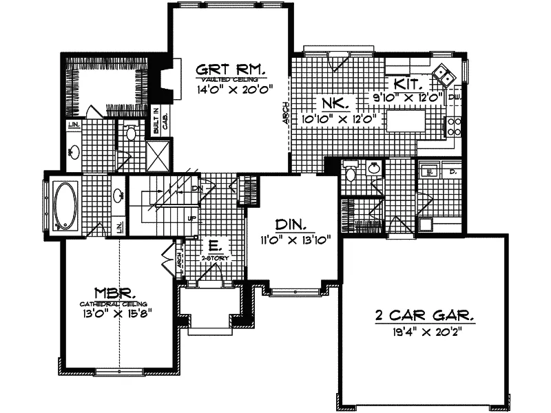 Prairie House Plan First Floor - Dante Pointe Two-Story Home 051D-0377 - Search House Plans and More