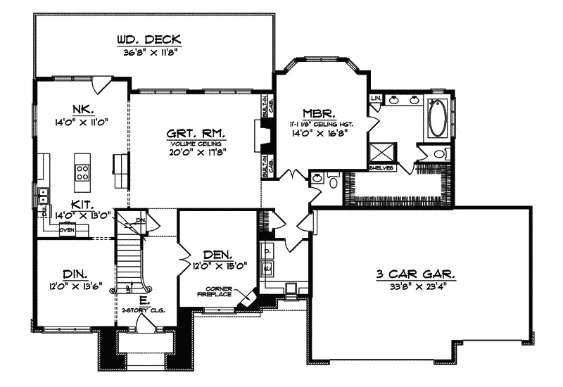 Prairie House Plan First Floor - Dewald Prairie Style Home 051D-0378 - Search House Plans and More
