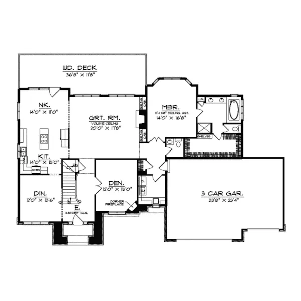 Traditional House Plan First Floor - Dewald Prairie Style Home 051D-0378 - Search House Plans and More