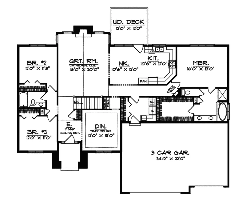 Ranch House Plan First Floor - Sanibel Cove Sunbelt Ranch Home 051D-0381 - Shop House Plans and More