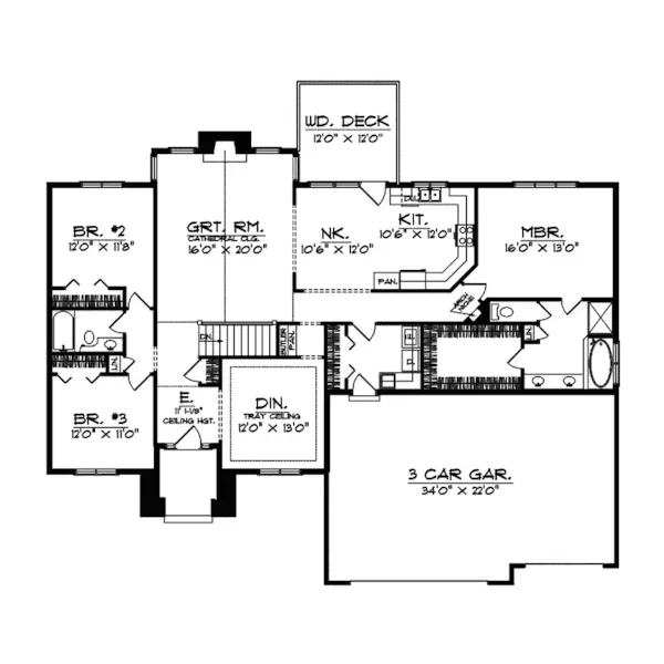 Sunbelt House Plan First Floor - Sanibel Cove Sunbelt Ranch Home 051D-0381 - Shop House Plans and More