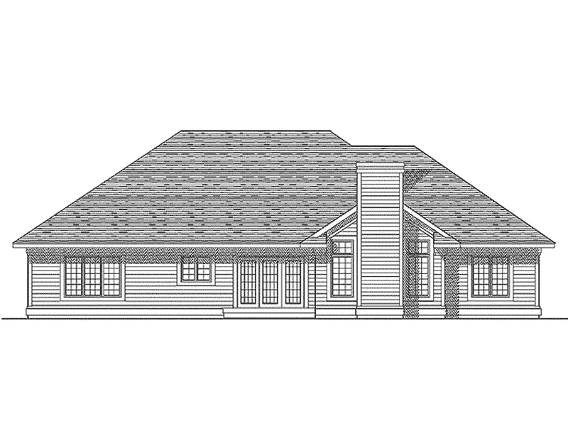 Traditional House Plan Rear Elevation - Sanibel Cove Sunbelt Ranch Home 051D-0381 - Shop House Plans and More