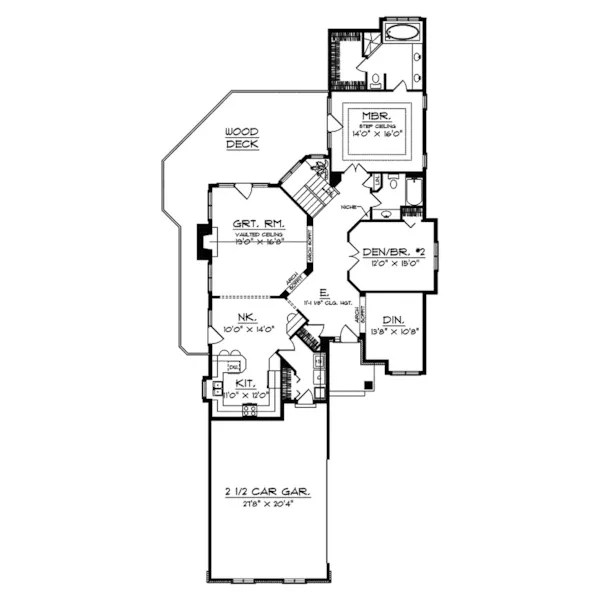 Tudor House Plan First Floor - Pineneedle Trail Rustic Home 051D-0383 - Shop House Plans and More