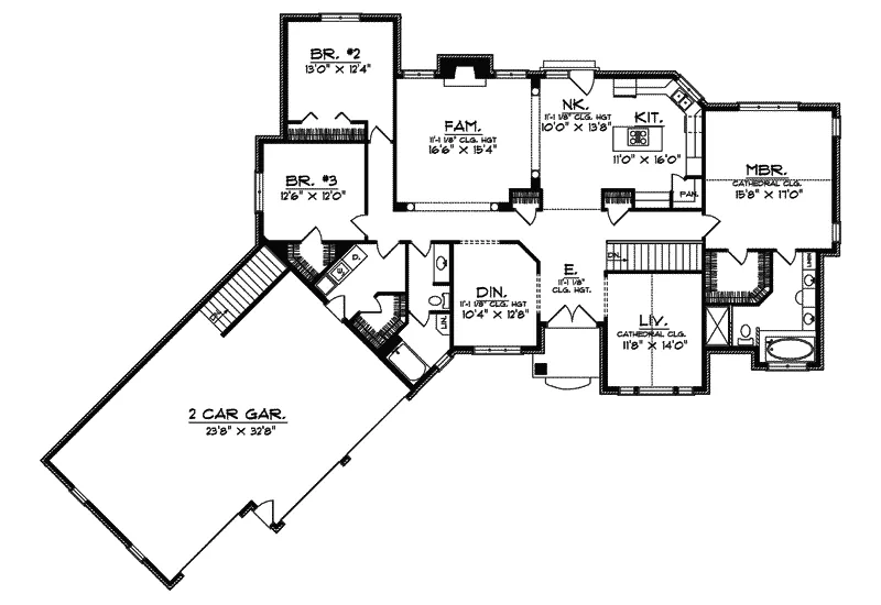 Traditional House Plan First Floor - Dover Place Ranch Home 051D-0384 - Search House Plans and More