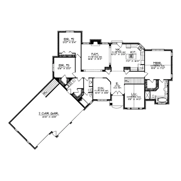 Traditional House Plan First Floor - Dover Place Ranch Home 051D-0384 - Search House Plans and More