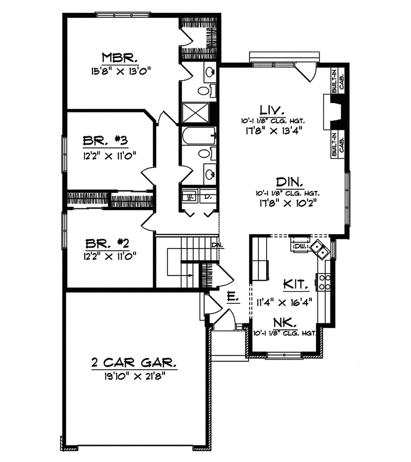 Traditional House Plan First Floor - Adgars Wharf Ranch Home 051D-0386 - Search House Plans and More