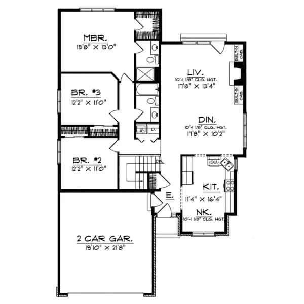 Ranch House Plan First Floor - Adgars Wharf Ranch Home 051D-0386 - Search House Plans and More