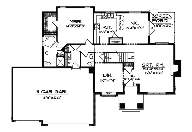 Country House Plan First Floor - Merville Traditional Home 051D-0388 - Shop House Plans and More
