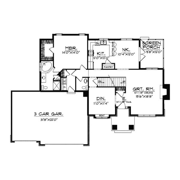 Country House Plan First Floor - Merville Traditional Home 051D-0388 - Shop House Plans and More