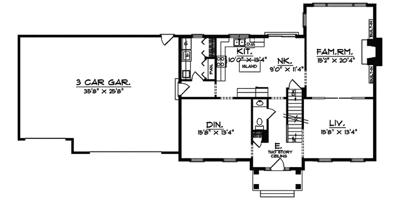 Early American House Plan First Floor - Waverton Place Georgian Home 051D-0390 - Shop House Plans and More