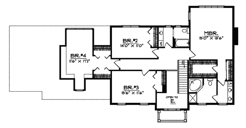 Early American House Plan Second Floor - Waverton Place Georgian Home 051D-0390 - Shop House Plans and More