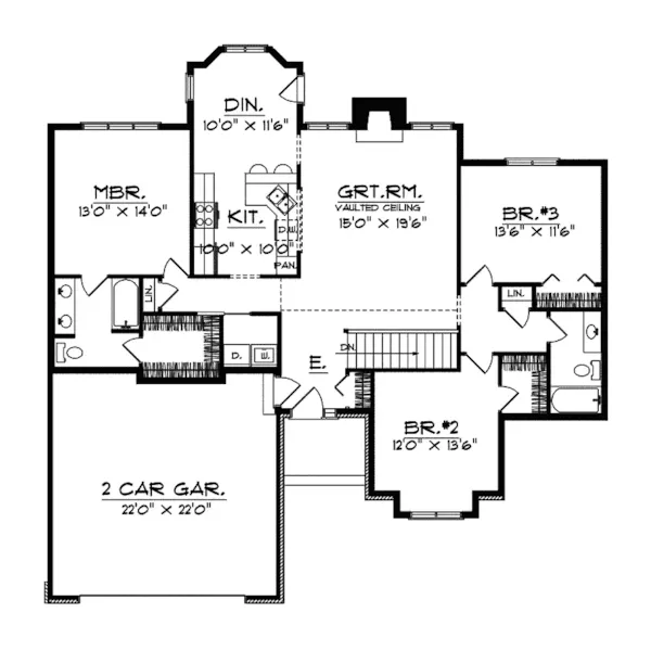 Traditional House Plan First Floor - Kenmont Ranch Style Home 051D-0391 - Search House Plans and More