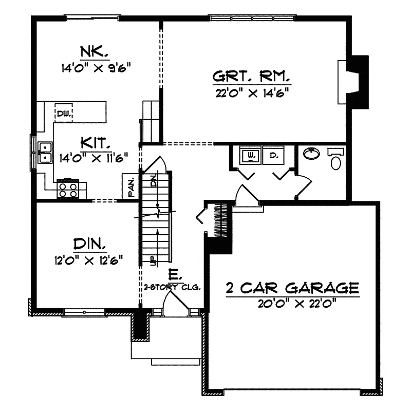 Prairie House Plan First Floor - Fleishmann Traditional Home 051D-0392 - Search House Plans and More