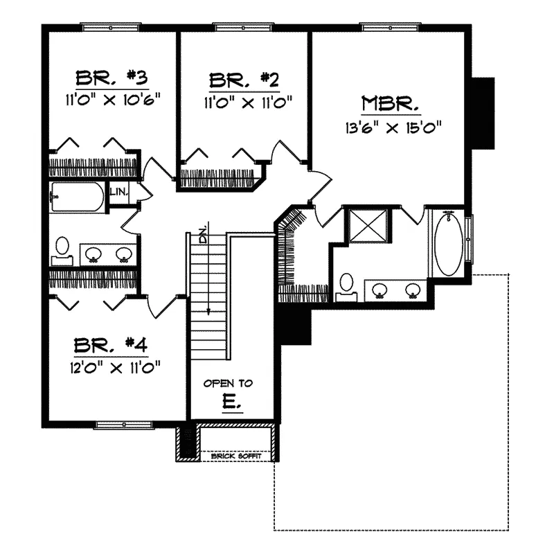 Prairie House Plan Second Floor - Fleishmann Traditional Home 051D-0392 - Search House Plans and More