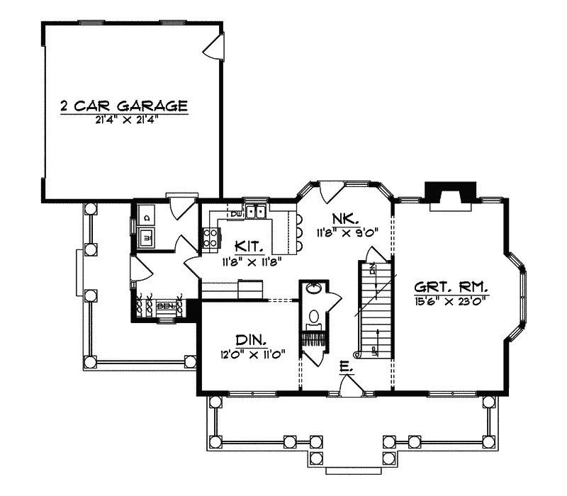 Country House Plan First Floor - Arbor Hill Country Home 051D-0402 - Search House Plans and More