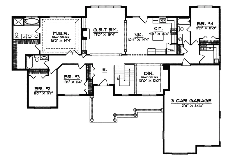 Ranch House Plan First Floor - Red Maple Walk Country Home 051D-0403 - Shop House Plans and More