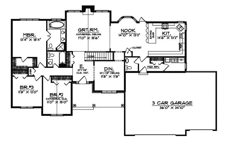 Traditional House Plan First Floor - Monterey Point Ranch Home 051D-0409 - Shop House Plans and More