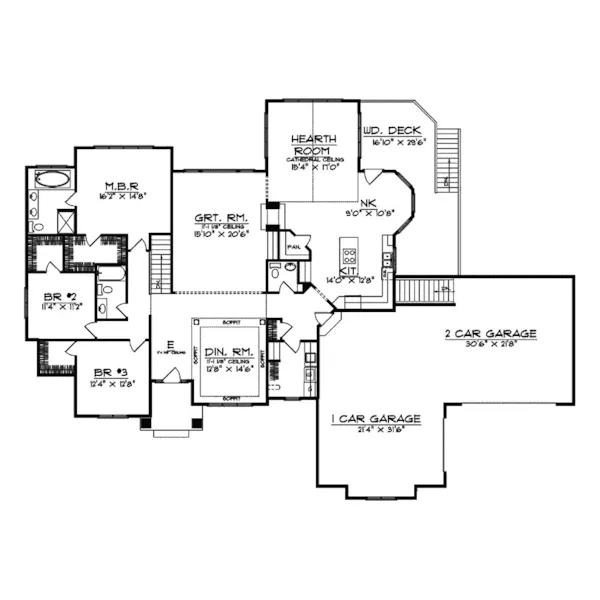 Ranch House Plan First Floor - Scenic Woods Ranch Home 051D-0410 - Shop House Plans and More