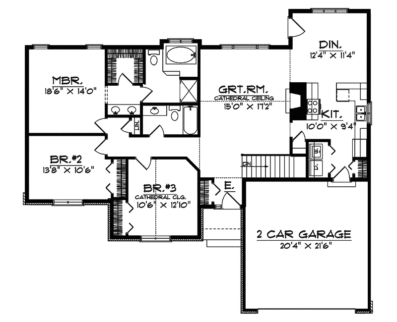Traditional House Plan First Floor - Duluth Traditional Ranch Home 051D-0414 - Search House Plans and More