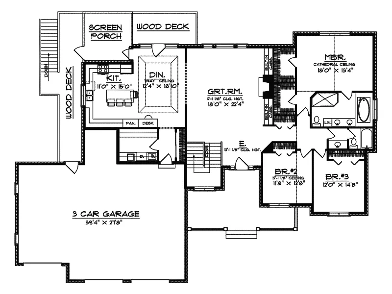 Country House Plan First Floor - Saratoga Trace Ranch Home 051D-0415 - Shop House Plans and More