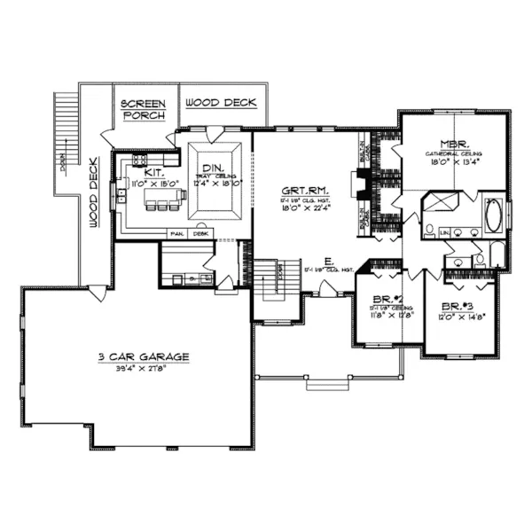 Ranch House Plan First Floor - Saratoga Trace Ranch Home 051D-0415 - Shop House Plans and More