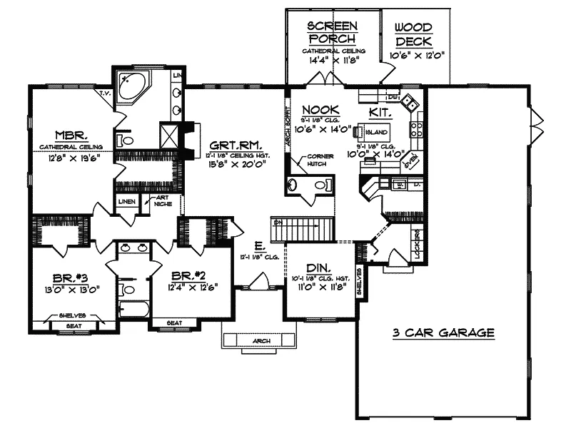 Sunbelt House Plan First Floor - San Gabriel Stucco Sunbelt Home 051D-0416 - Shop House Plans and More