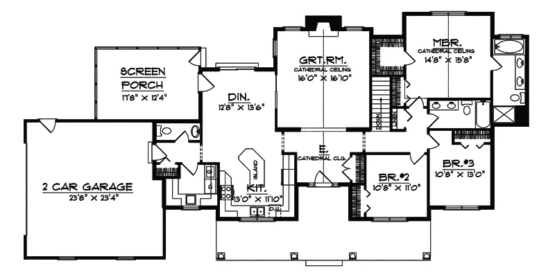 Country House Plan First Floor - Edgeworth Cape Cod Ranch Home 051D-0418 - Search House Plans and More