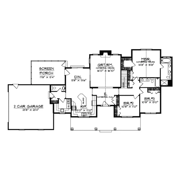 Cape Cod & New England House Plan First Floor - Edgeworth Cape Cod Ranch Home 051D-0418 - Search House Plans and More