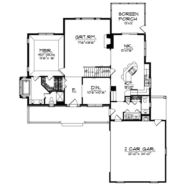 Southern House Plan First Floor - Meadowvalley Southern Home 051D-0420 - Shop House Plans and More