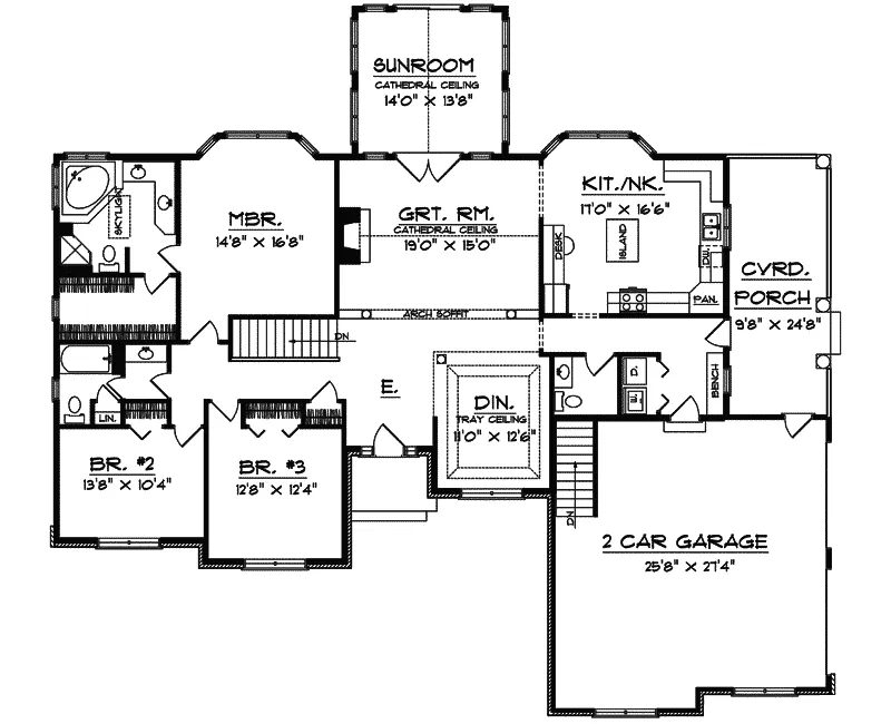 Ranch House Plan First Floor - Oswaldo Traditional Ranch Home 051D-0423 - Shop House Plans and More