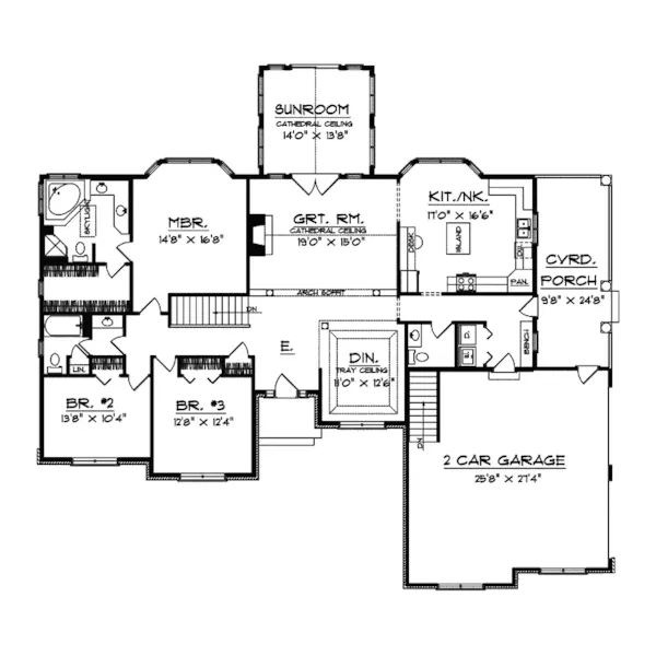 Ranch House Plan First Floor - Oswaldo Traditional Ranch Home 051D-0423 - Shop House Plans and More