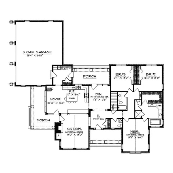 Country House Plan First Floor - Sabal Cove Cape Cod Home 051D-0427 - Shop House Plans and More