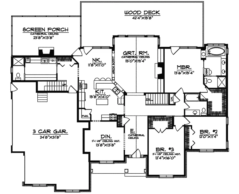 Craftsman House Plan First Floor - Gastons Trail Craftsman Home 051D-0433 - Search House Plans and More