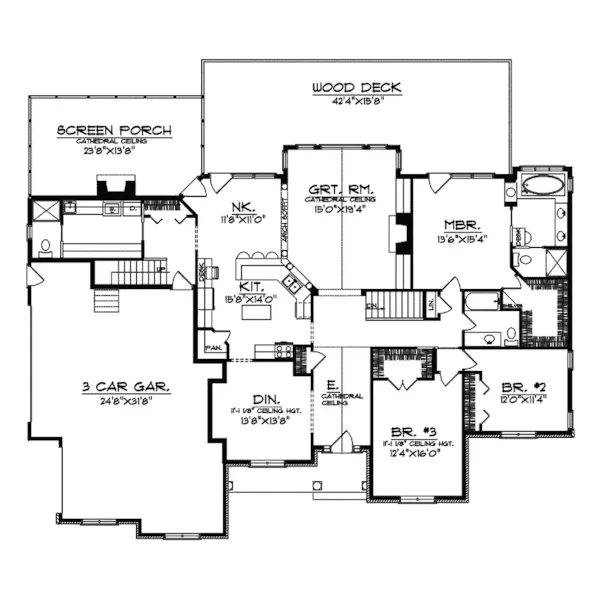 Shingle House Plan First Floor - Gastons Trail Craftsman Home 051D-0433 - Search House Plans and More