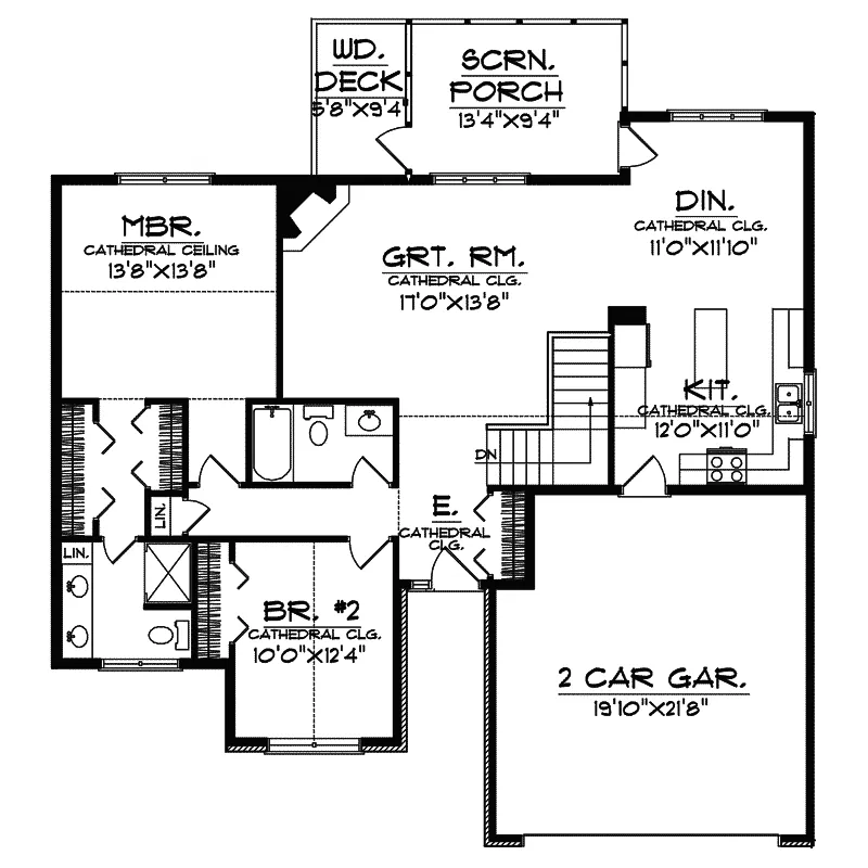 Ranch House Plan First Floor - Fostoria Ranch Home 051D-0438 - Search House Plans and More