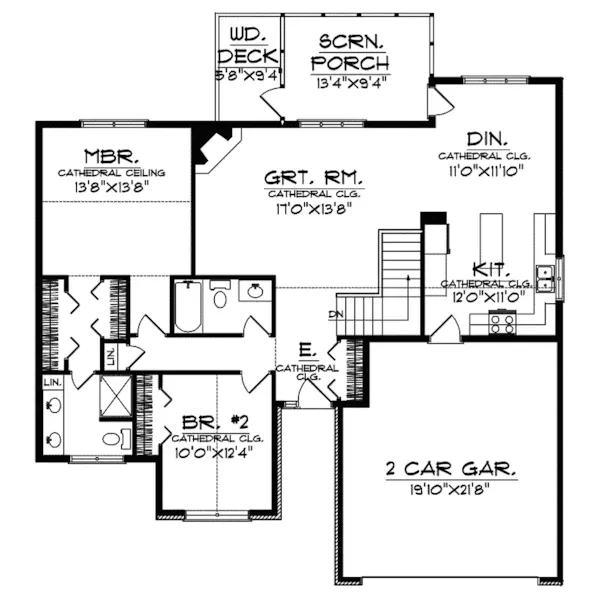 Traditional House Plan First Floor - Fostoria Ranch Home 051D-0438 - Search House Plans and More