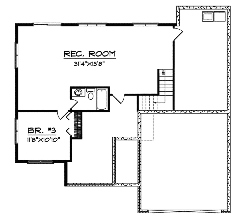 Ranch House Plan Lower Level Floor - Fostoria Ranch Home 051D-0438 - Search House Plans and More