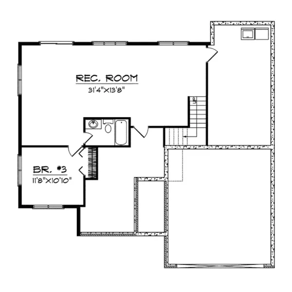 Traditional House Plan Lower Level Floor - Fostoria Ranch Home 051D-0438 - Search House Plans and More