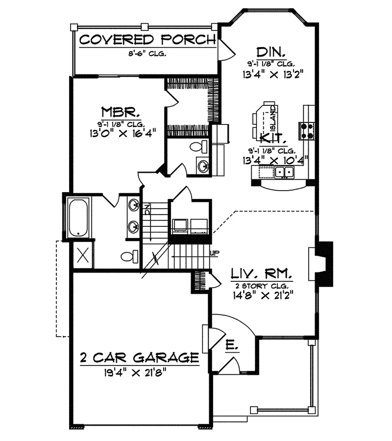 Country House Plan First Floor - Latour Creek Narrow Lot Home 051D-0441 - Shop House Plans and More