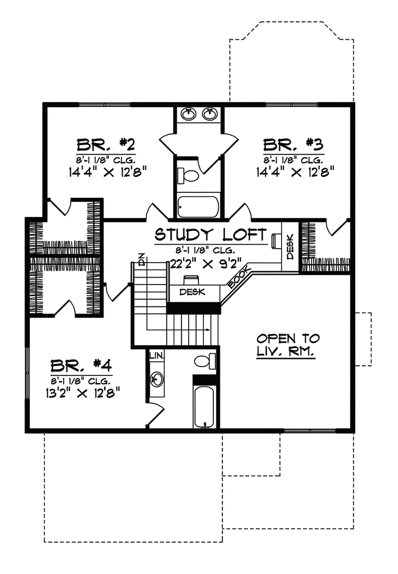 Country House Plan Second Floor - Latour Creek Narrow Lot Home 051D-0441 - Shop House Plans and More