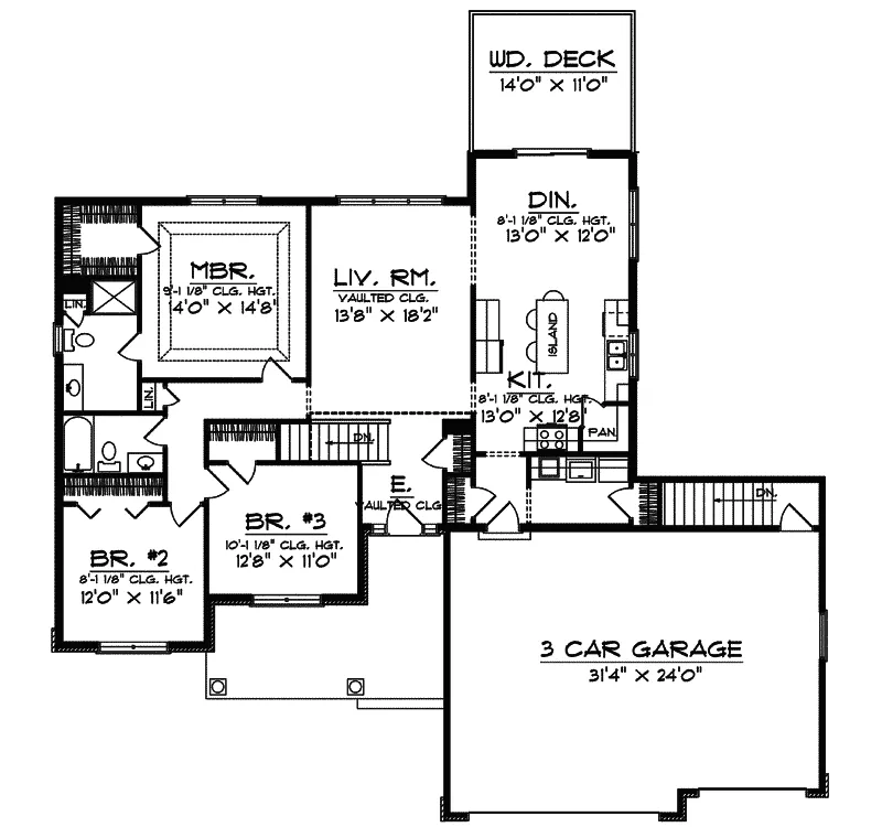 Traditional House Plan First Floor - Cassel Hill Ranch Home 051D-0445 - Search House Plans and More
