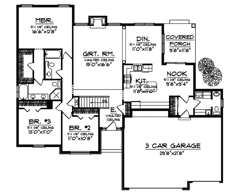 Traditional House Plan First Floor - Graterford Ranch Home 051D-0450 - Search House Plans and More