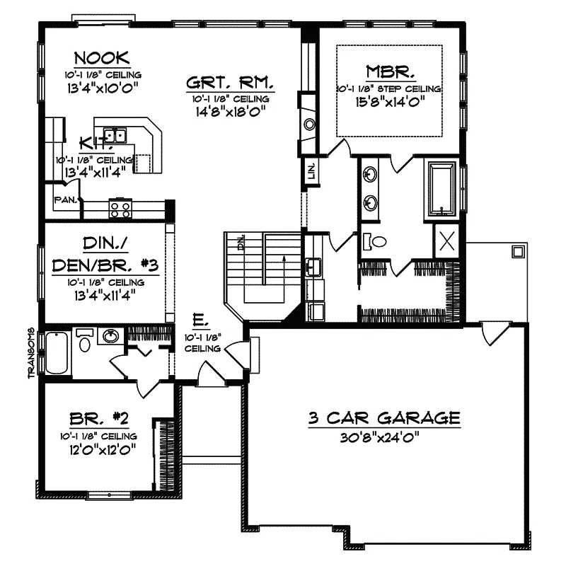 Ranch House Plan First Floor - Kessler Pass  Cottage Home 051D-0451 - Search House Plans and More