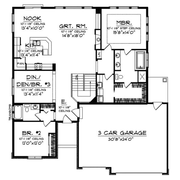 Shingle House Plan First Floor - Kessler Pass  Cottage Home 051D-0451 - Search House Plans and More