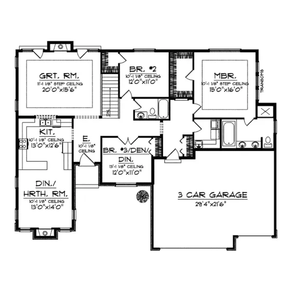 English Cottage House Plan First Floor - Vicente Ranch Home 051D-0452 - Shop House Plans and More